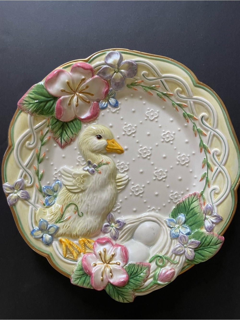 Vintage Fitz and Floyd "Garden Rhapsody" Collection Easter Duck Eggs 9” Plate